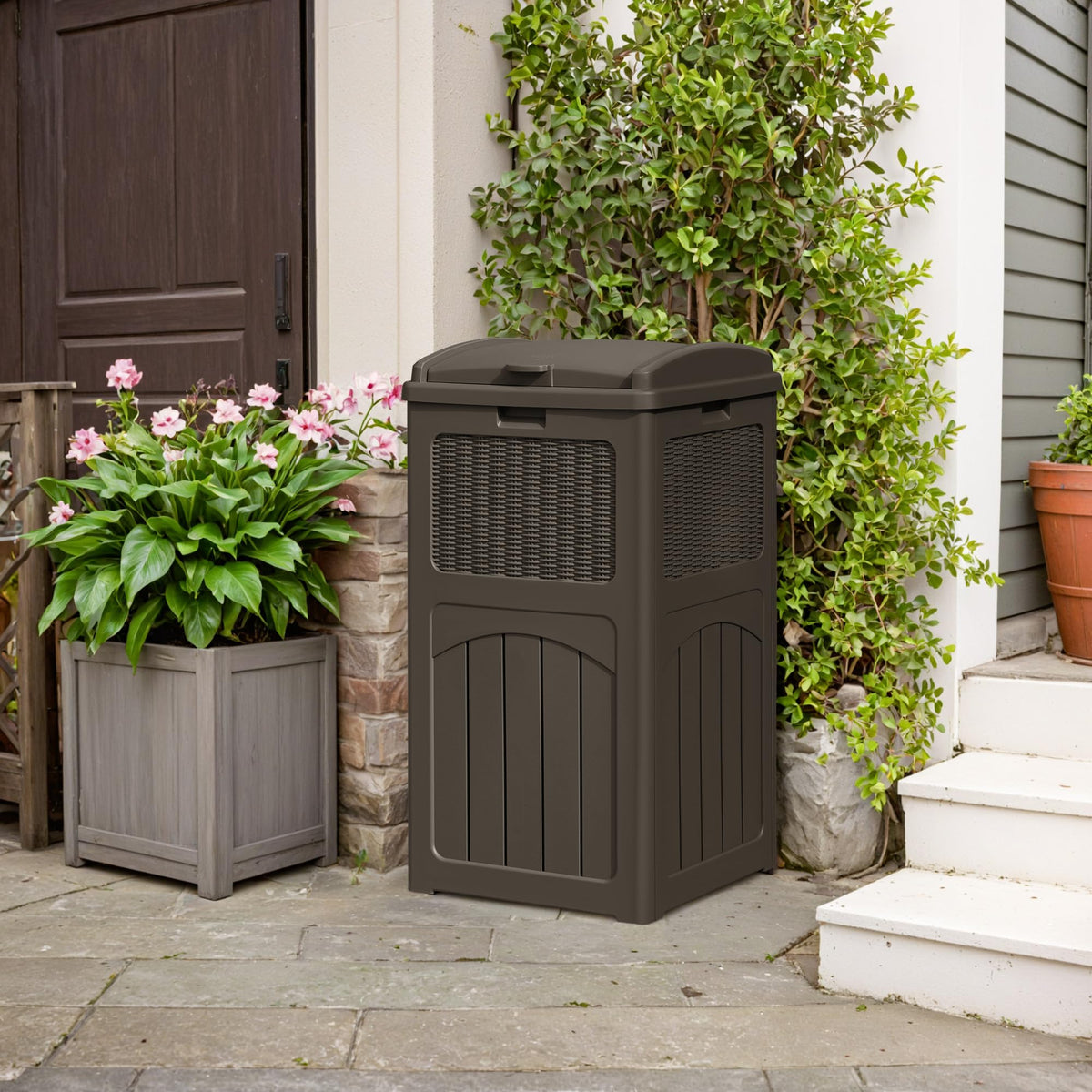 4 Pack Outdoor Trash Can with Lid