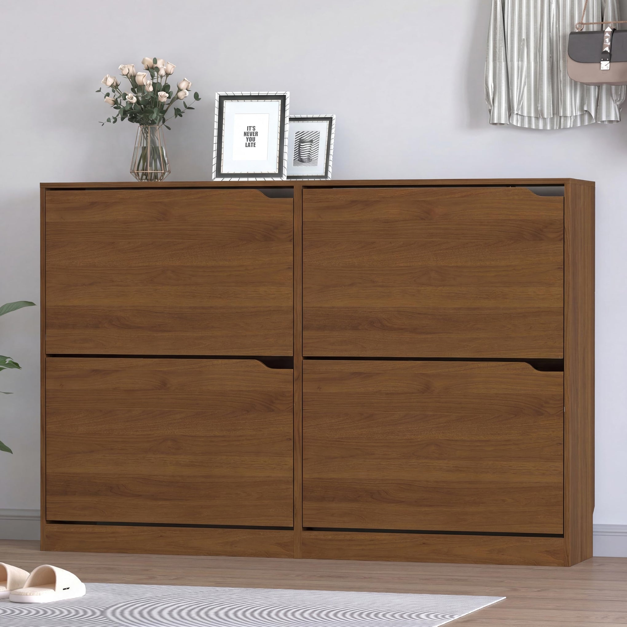 Shoe Cabinet with 4 Flip Drawers