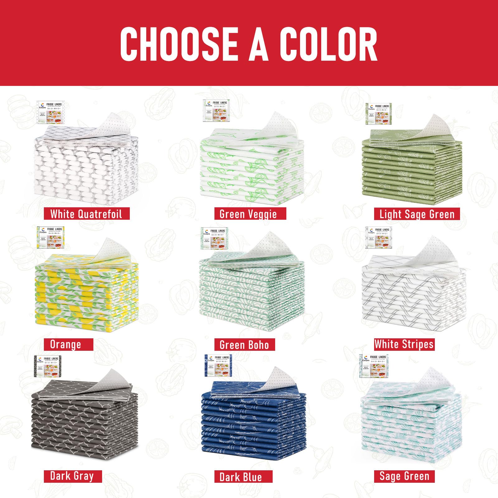 12 Pack Polyester Shelf Liners for Kitchen Cabinets (424.8 sq inches)