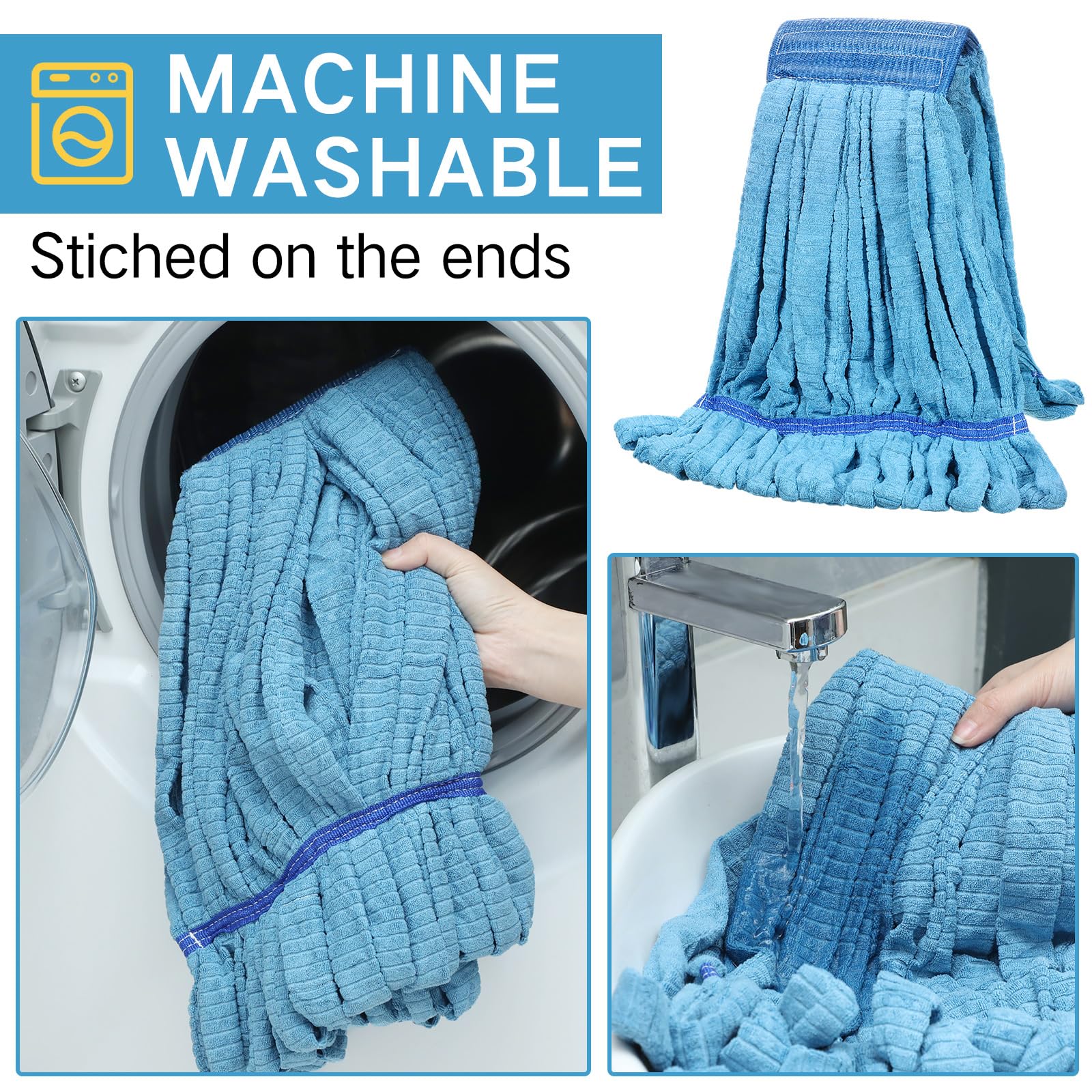 4 Pcs Microfiber Commercial Mop Head Replacement Tube Industrial Looped End Mop Heads Refill for Floor Cleaning for Home Commercial Industrial Use