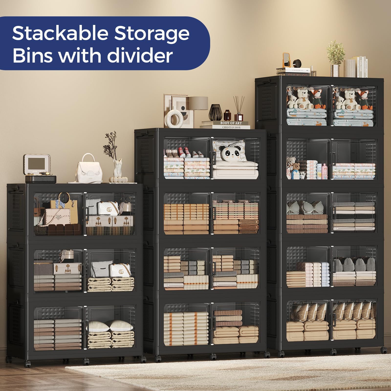 150GAL Storage Bins with Lid and Wheels (3 Count)