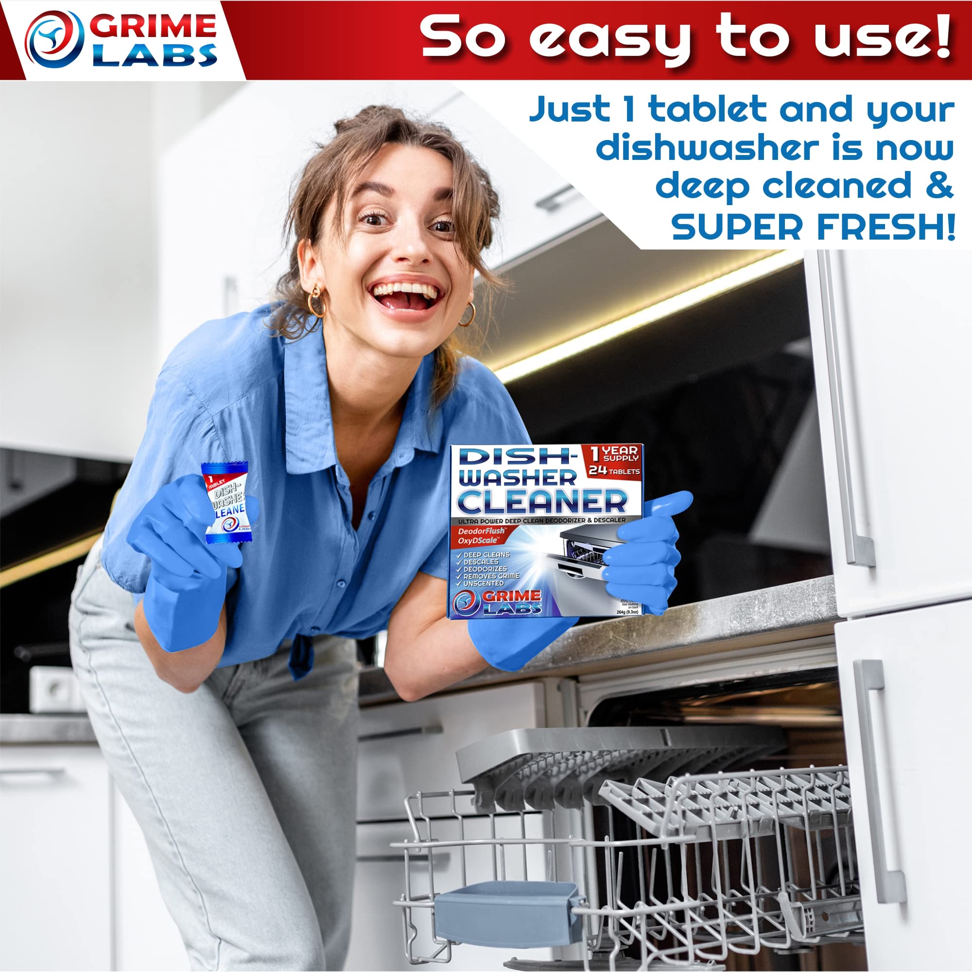 Dishwasher Cleaner Deodorizer Descaler Tablets (24 Count)
