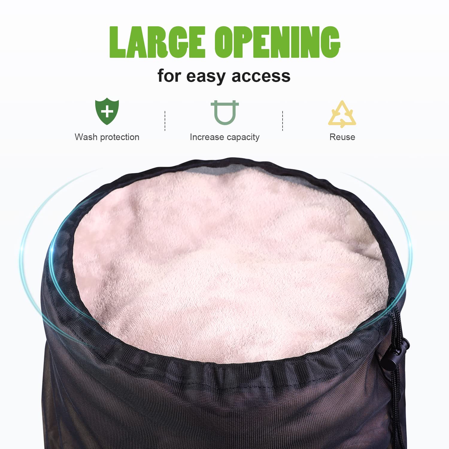 20x24 inch Mesh Laundry Bags 2 Pack Fine Mesh Heavy Duty Drawstring Bag Washable Medium Toy Sack Washing Bag for Home Dorm Hotel Camp Beach Travel Storage Don't Drying (2 Count)
