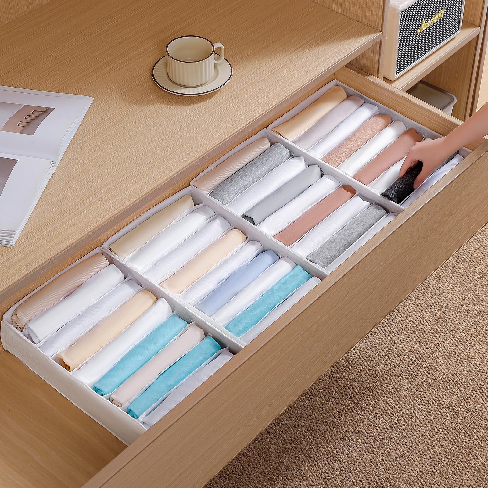 4 Packs T shirt Drawer Organizers for Clothing (4 Count)