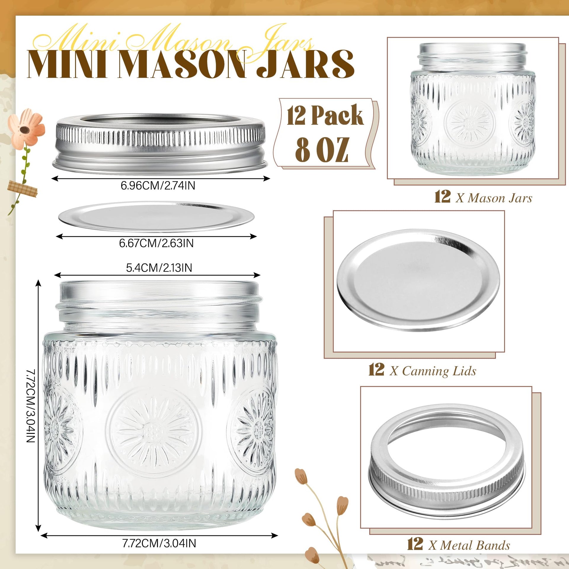 Mason Jars 8 oz (8 fluid ounce(s))