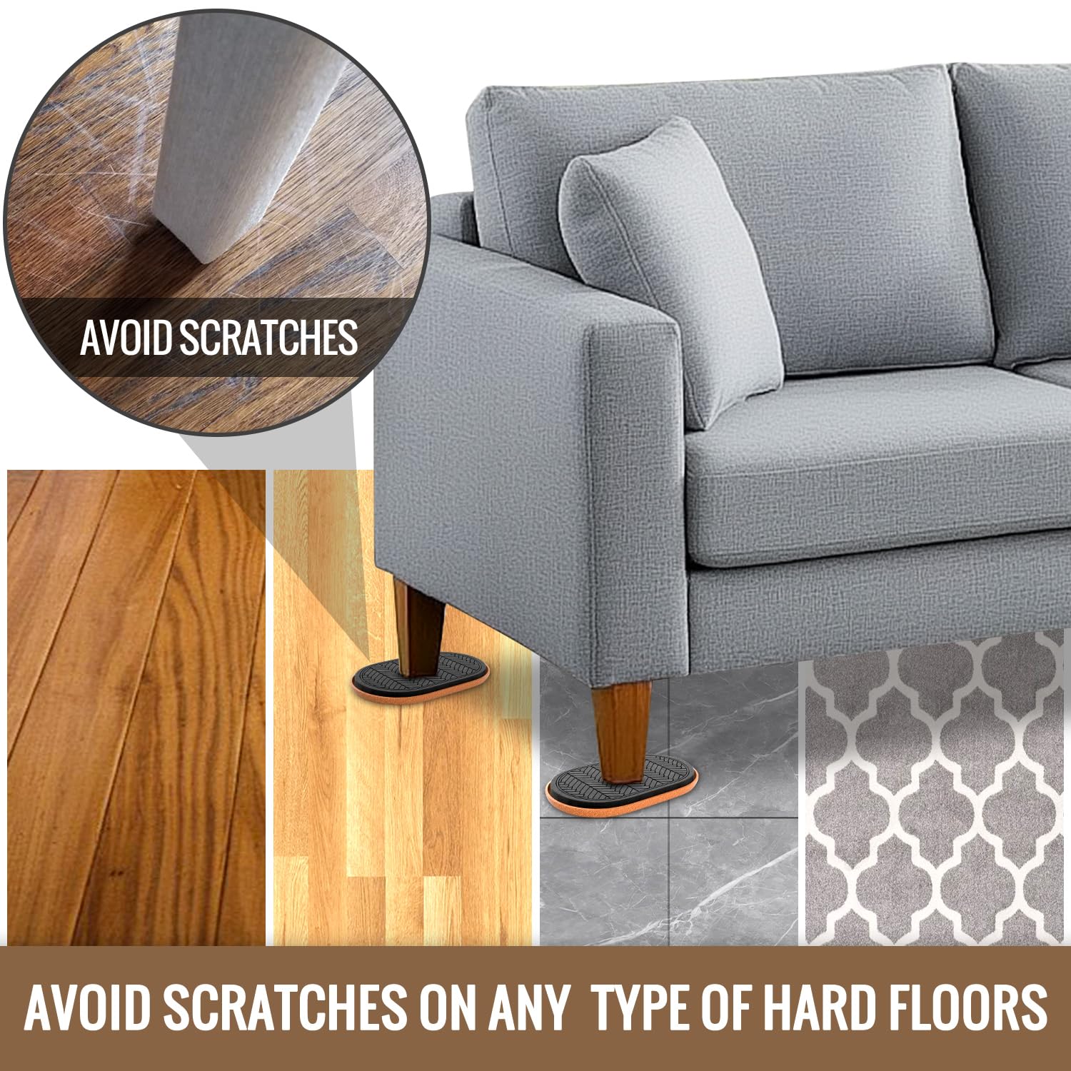 Felt Furniture Sliders for Hardwood Floors (4 Count)