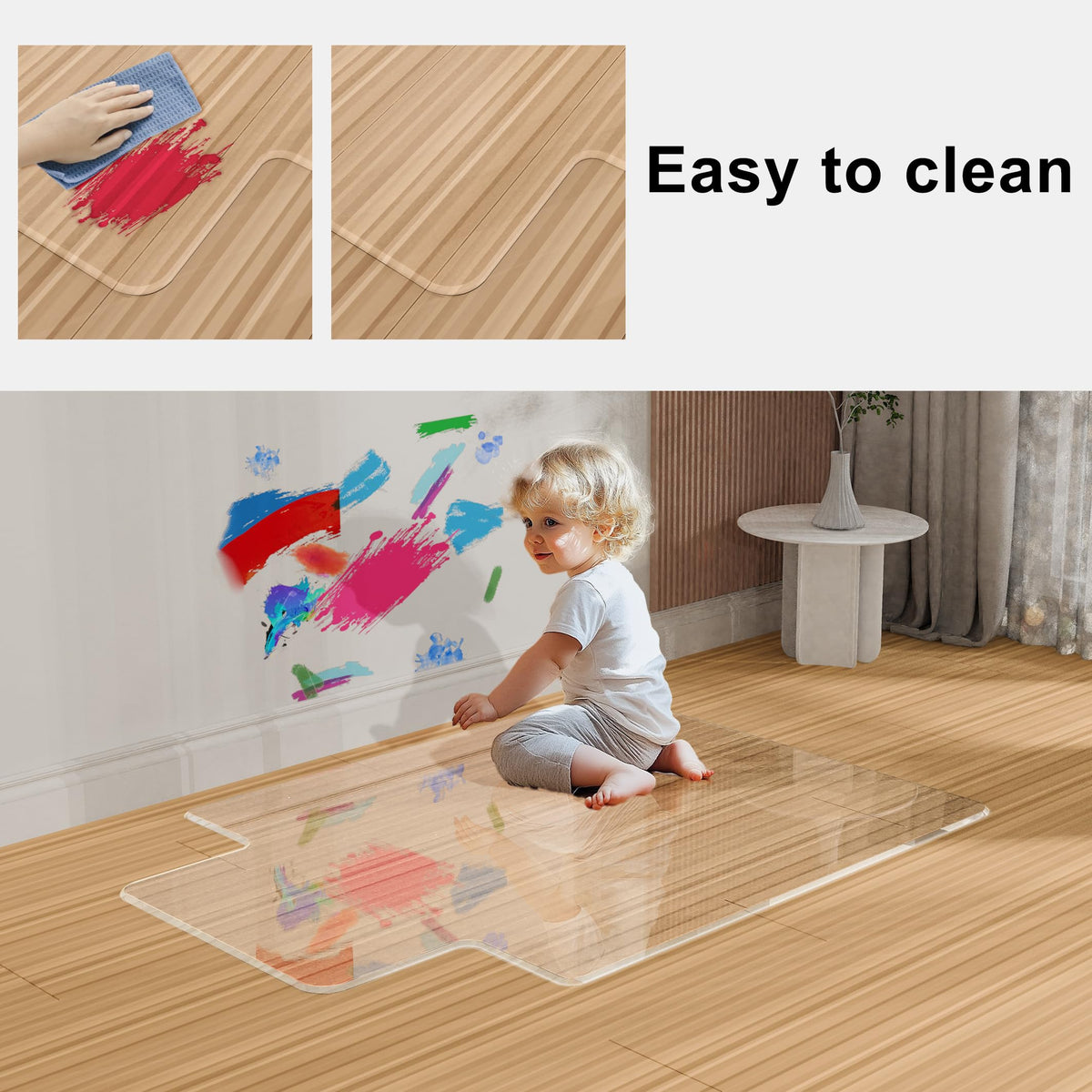 Beveled Edge Office Chair Mat for Carpet or Hardwood Floor