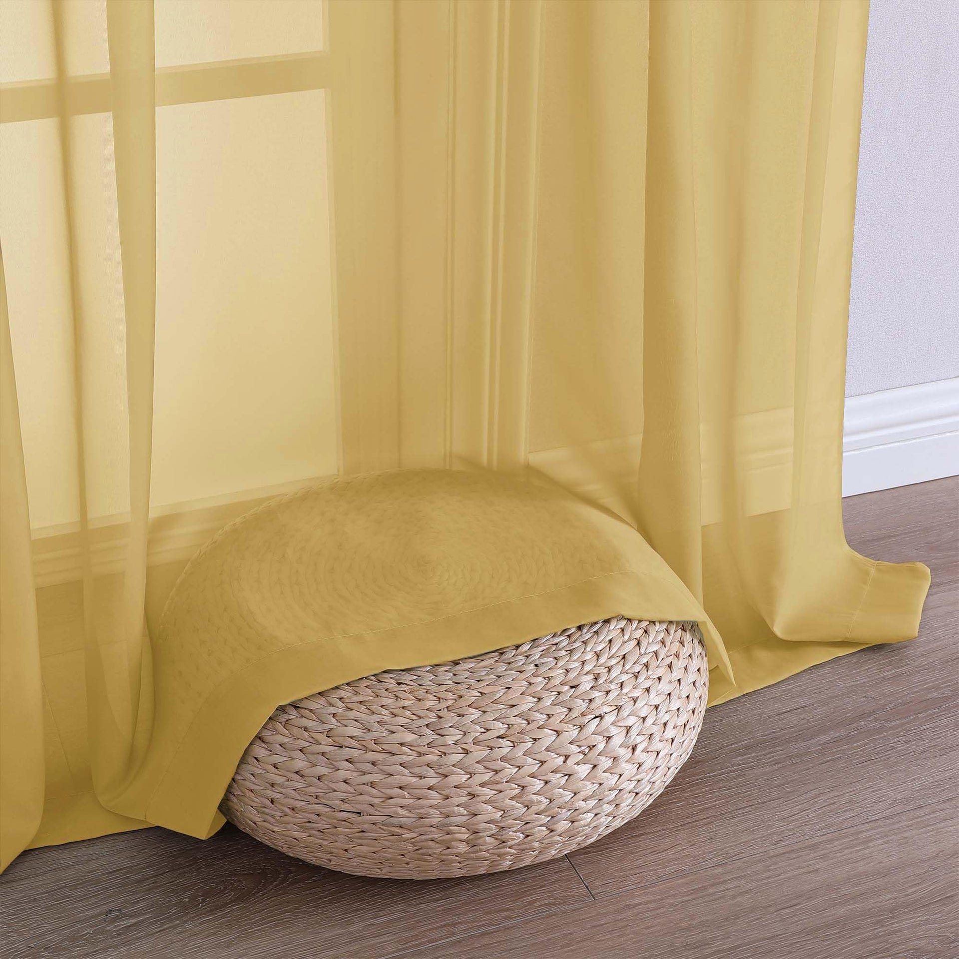 Sheer Gold Curtains 90 inches Long 2 Panels (2 Count)