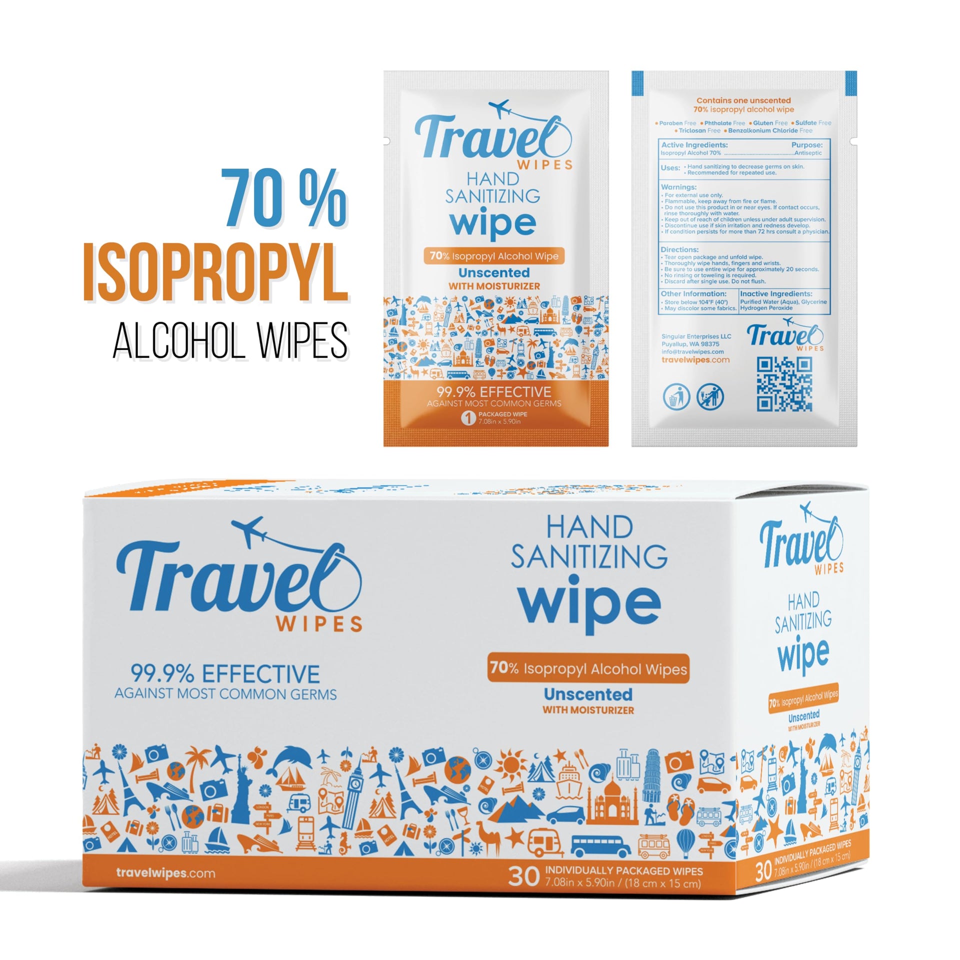 Hand Sanitizing Travel Wipes (30 Count)