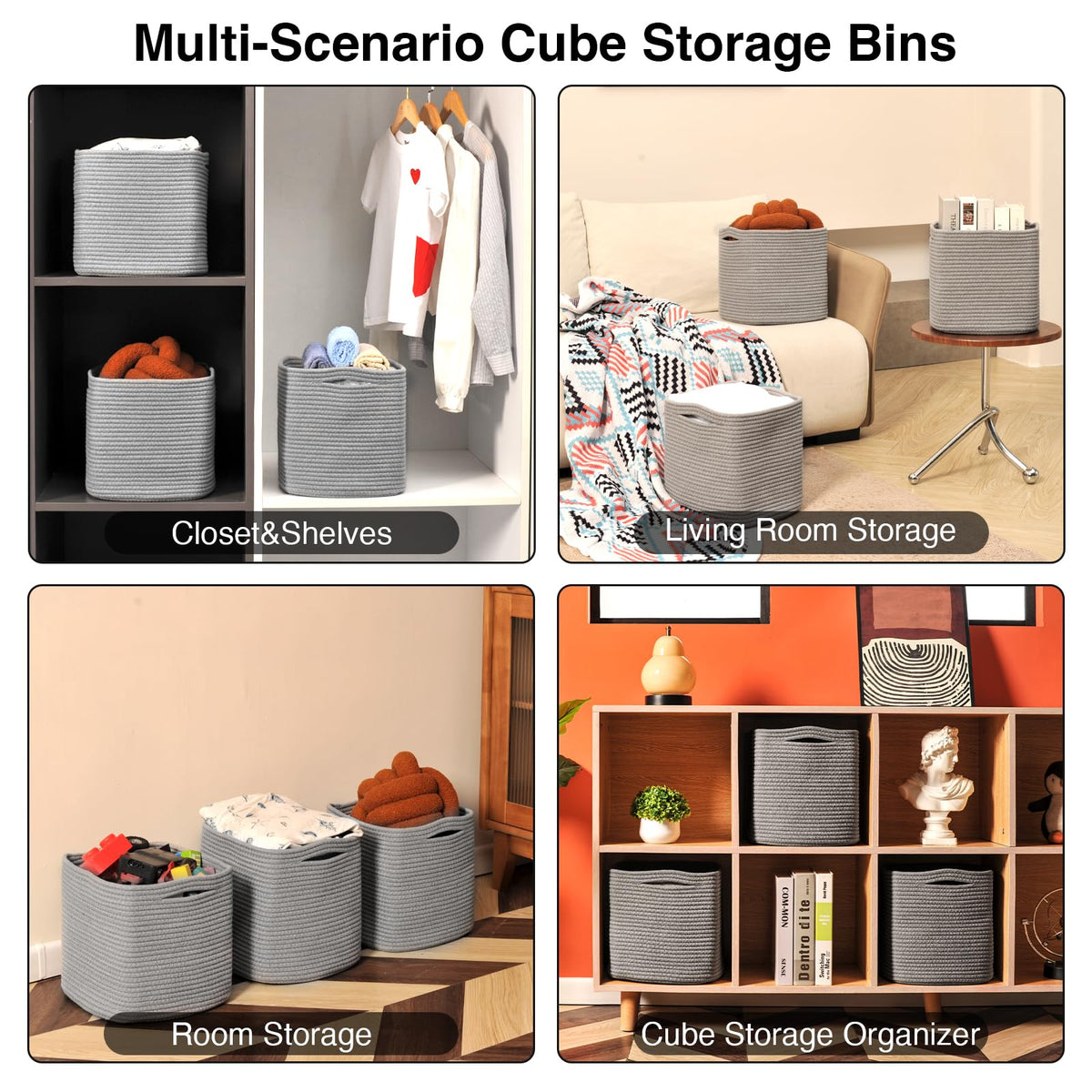 13 Inch Cube Closet Storage Bins (3 Count)