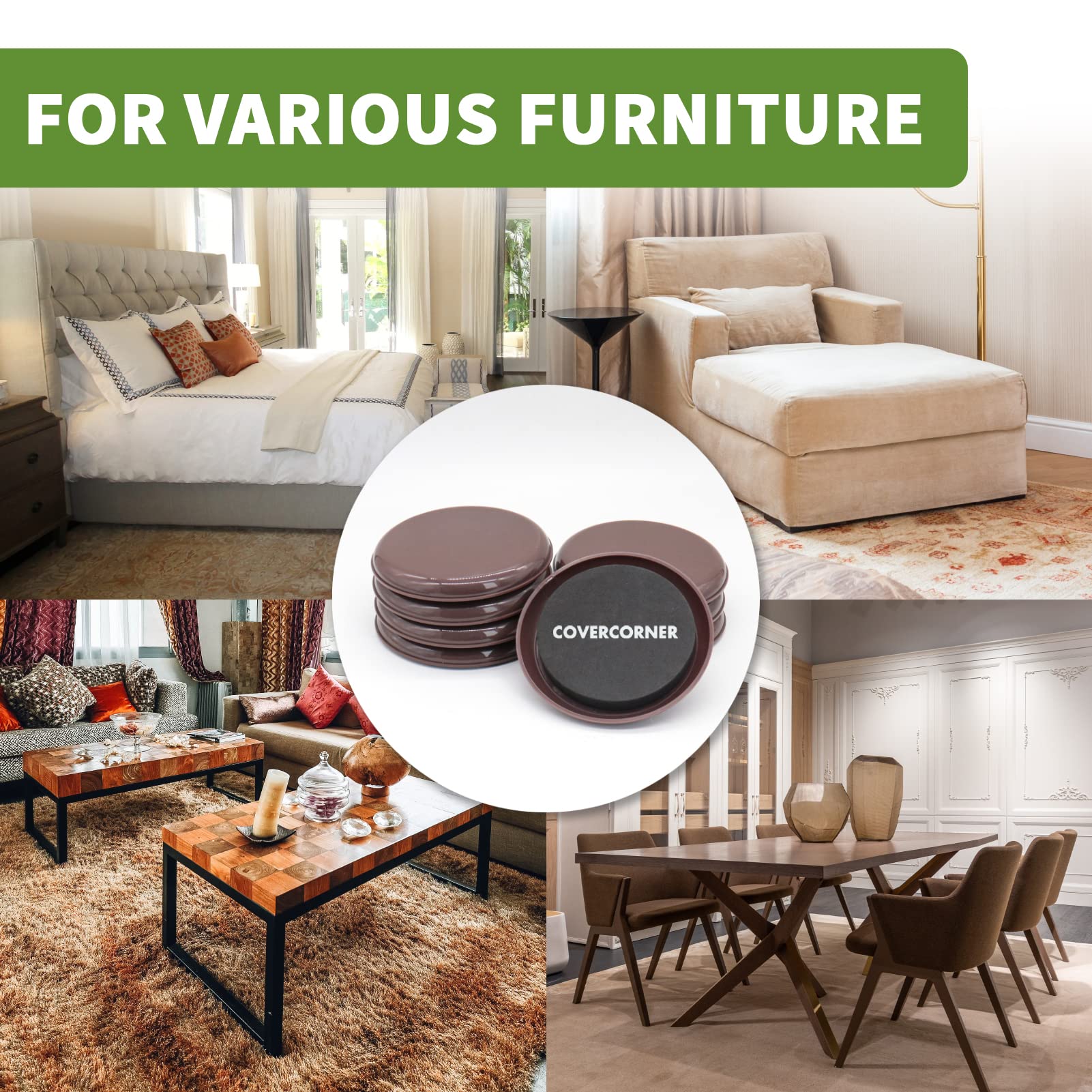 Furniture Sliders for Carpet 8 PCS (8 Count)