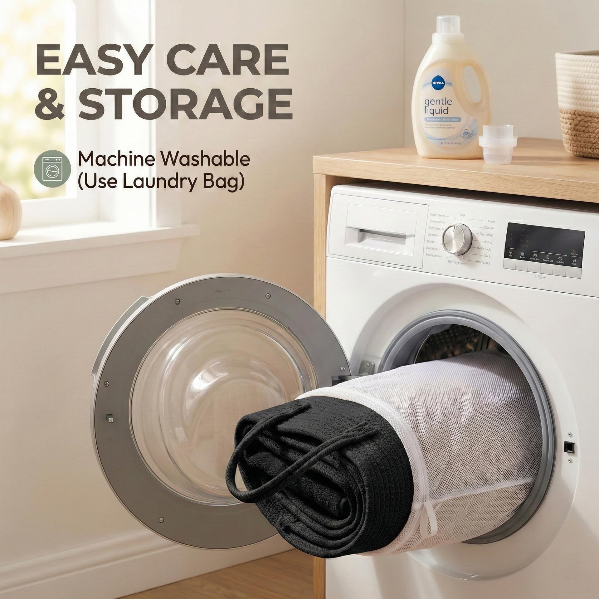 115L Extra Large Machine Washable Cotton Rope Blanket Basket