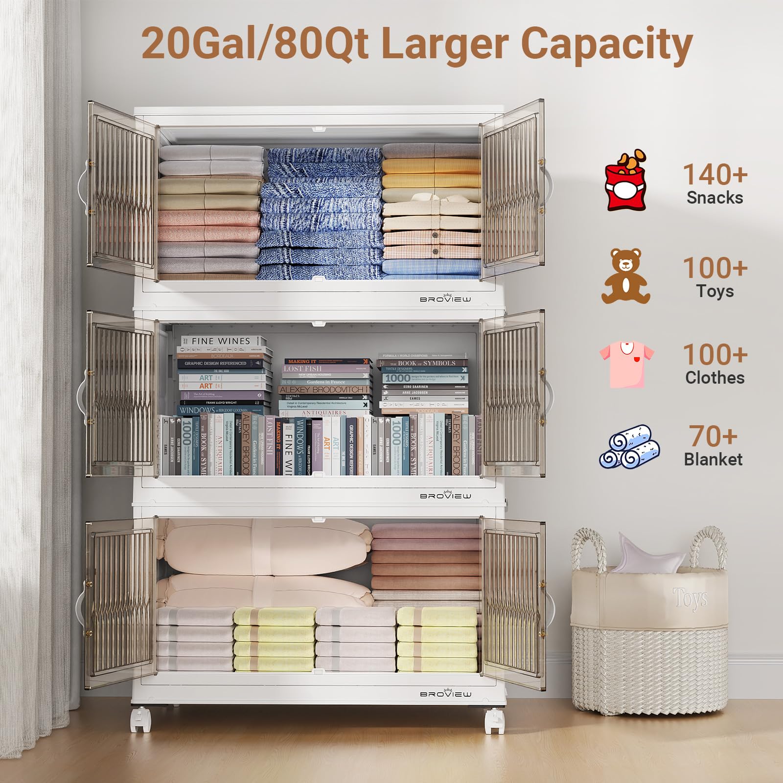 400Qt Stackable Storage Bins with Lid (5 Count)