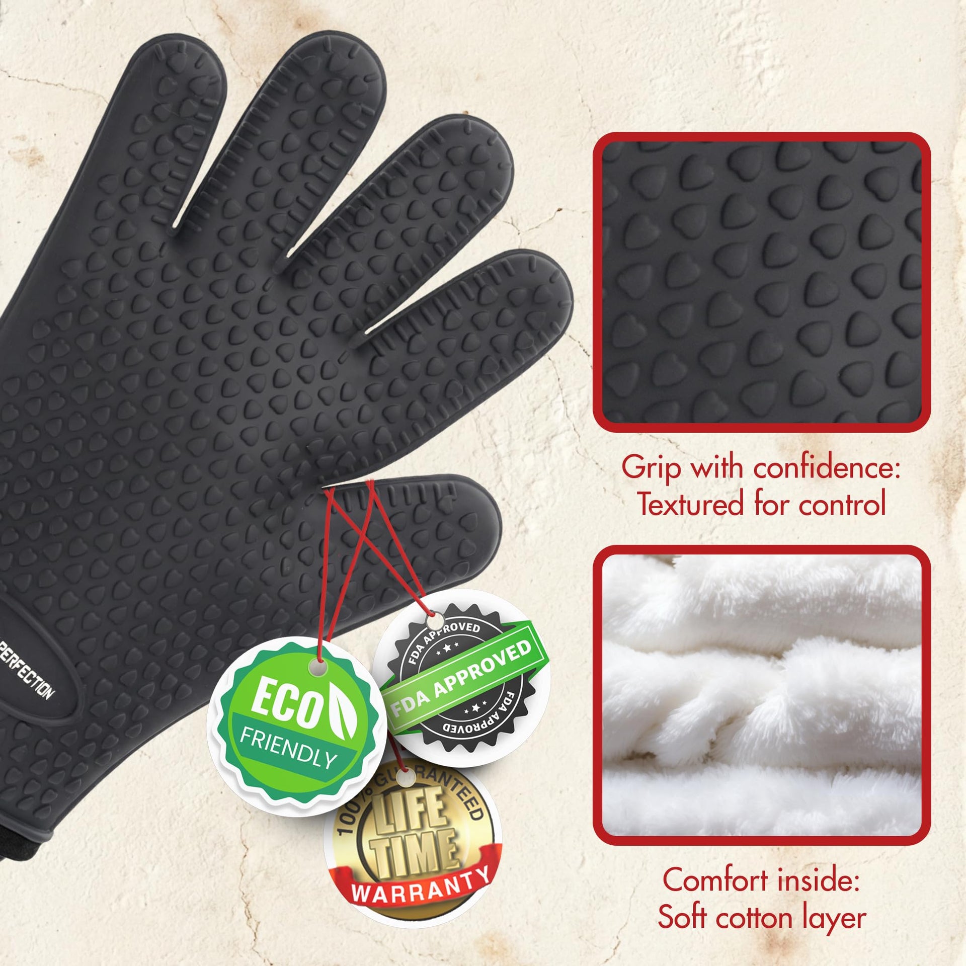 XL Silicone Pizza Oven Gloves Heat Resistant Oven Mitts