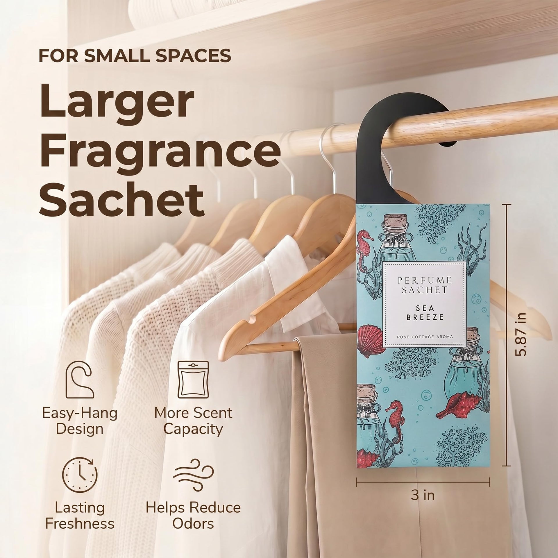 Large 12 Packs Sea Breeze Hanging Scented Sachets Long (12 Count)