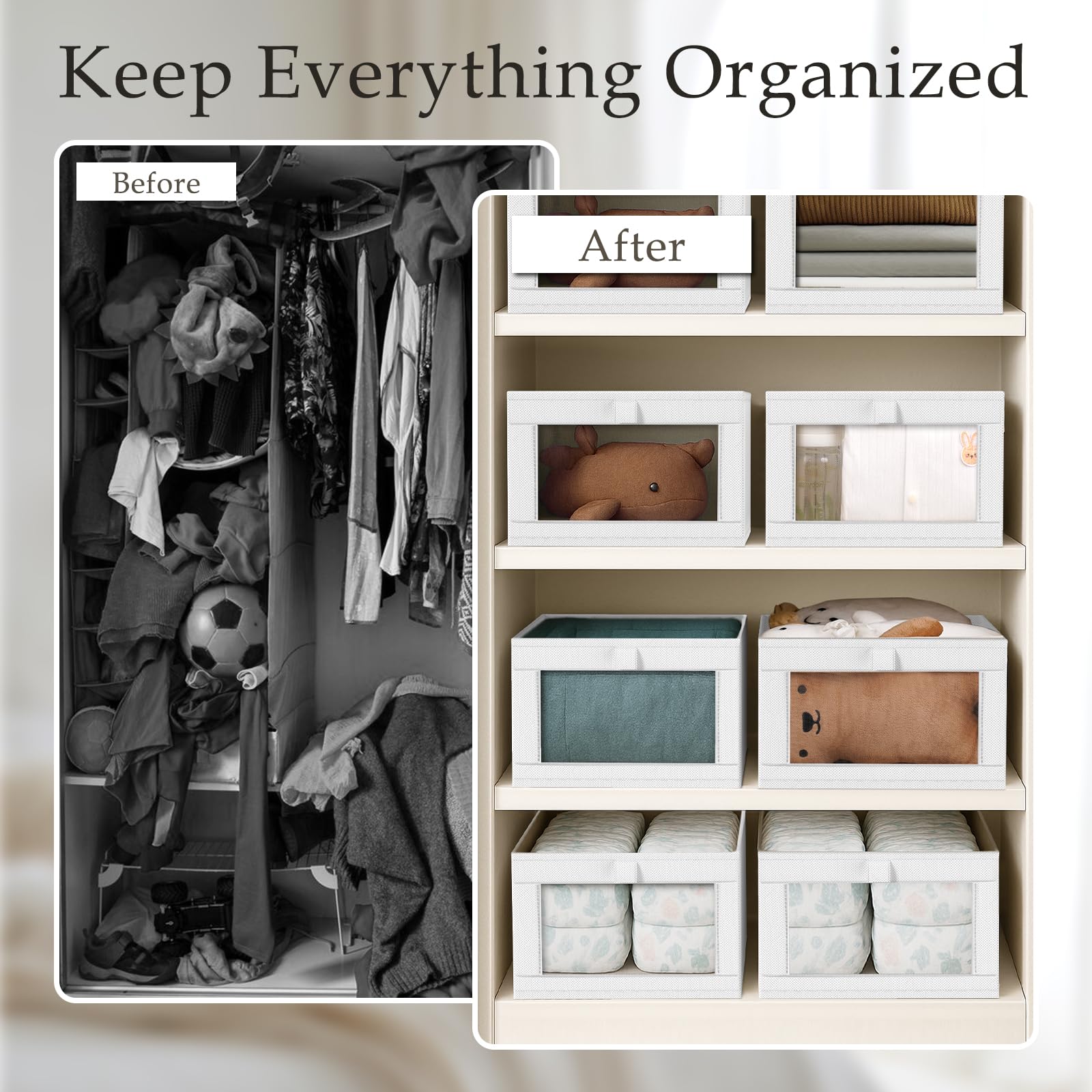 6 Pack Linen Closet Organizers and Storage (6 Count)