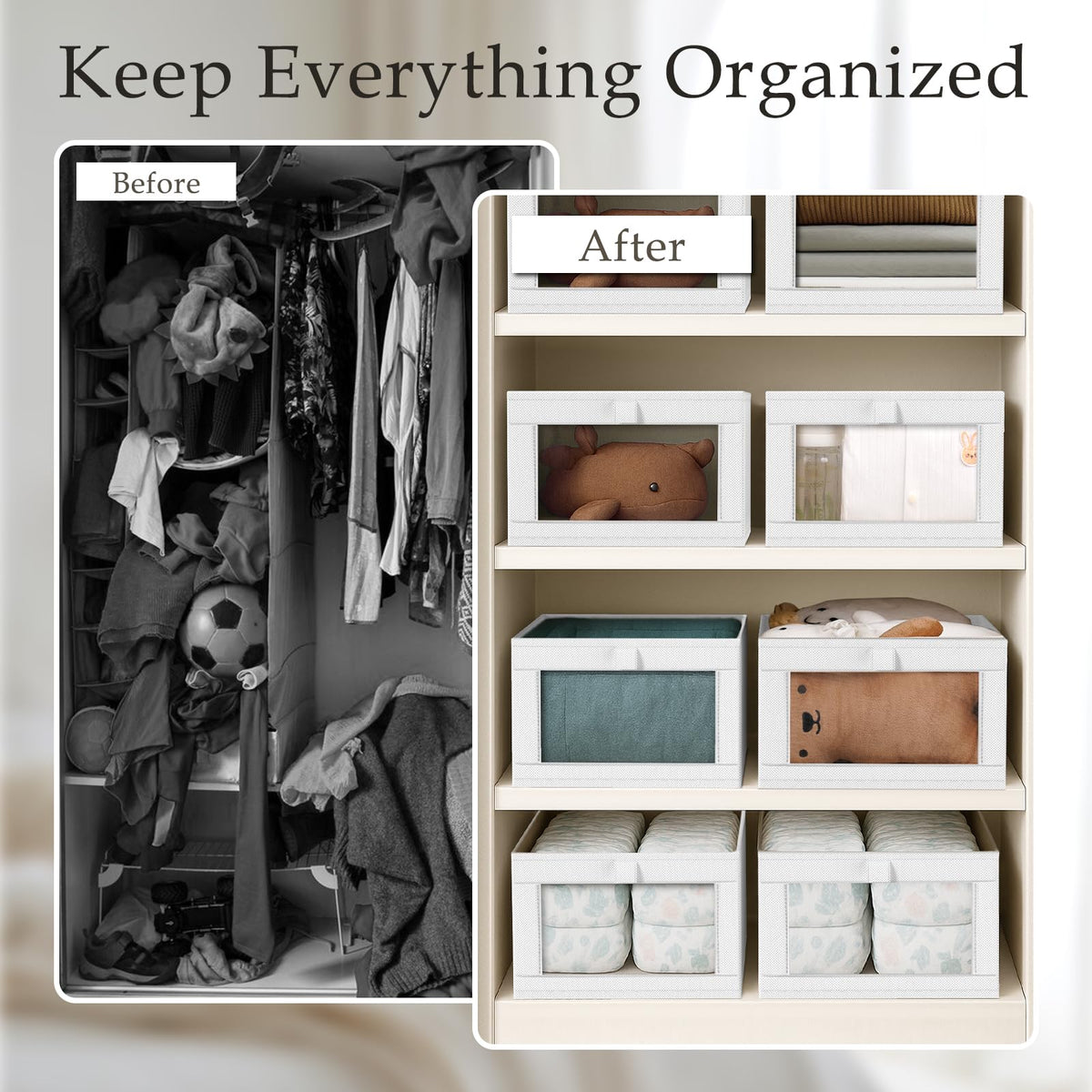 6 Pack Linen Closet Organizers and Storage (6 Count)
