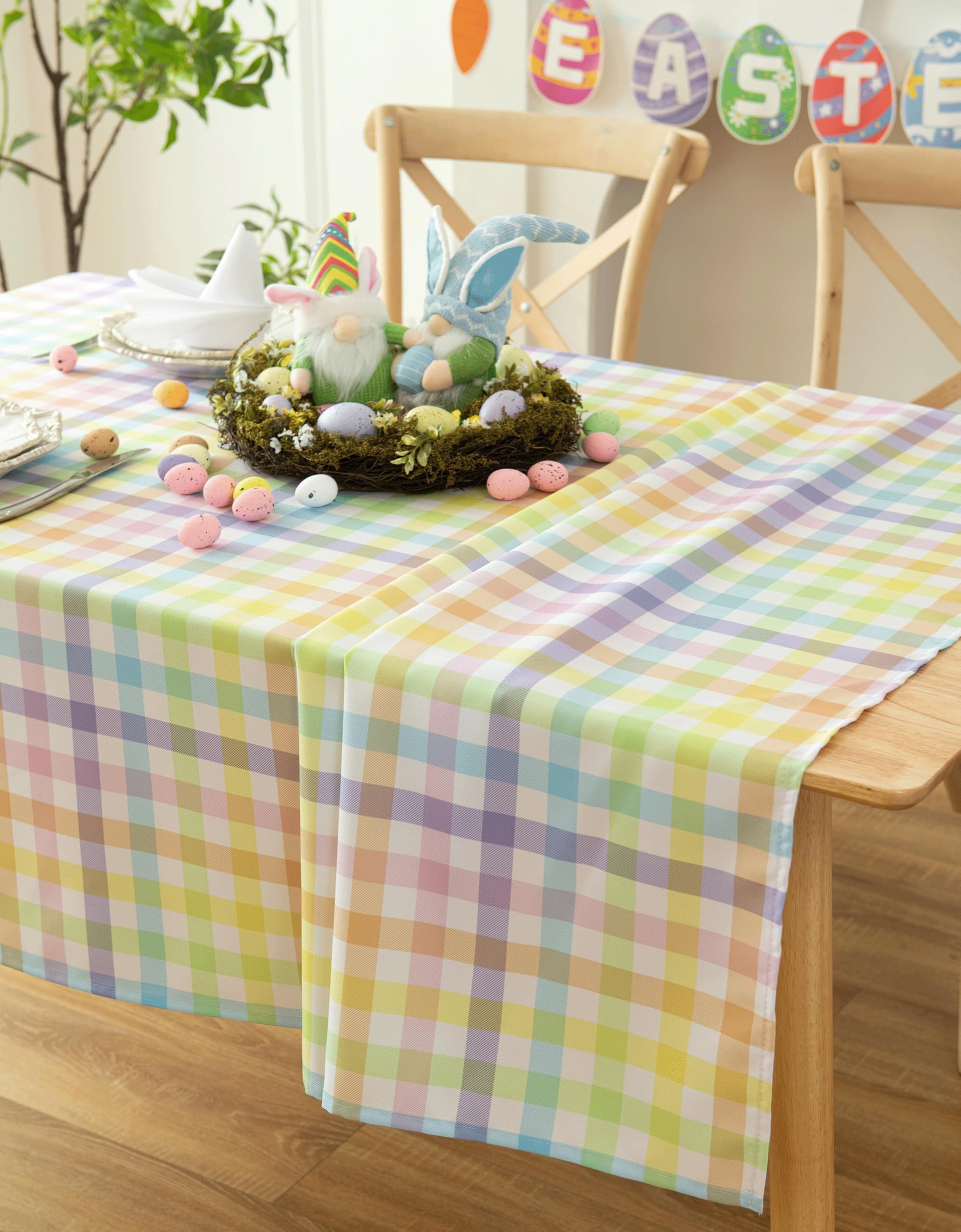 Easter Sunday Spring Plaid Tablecloth