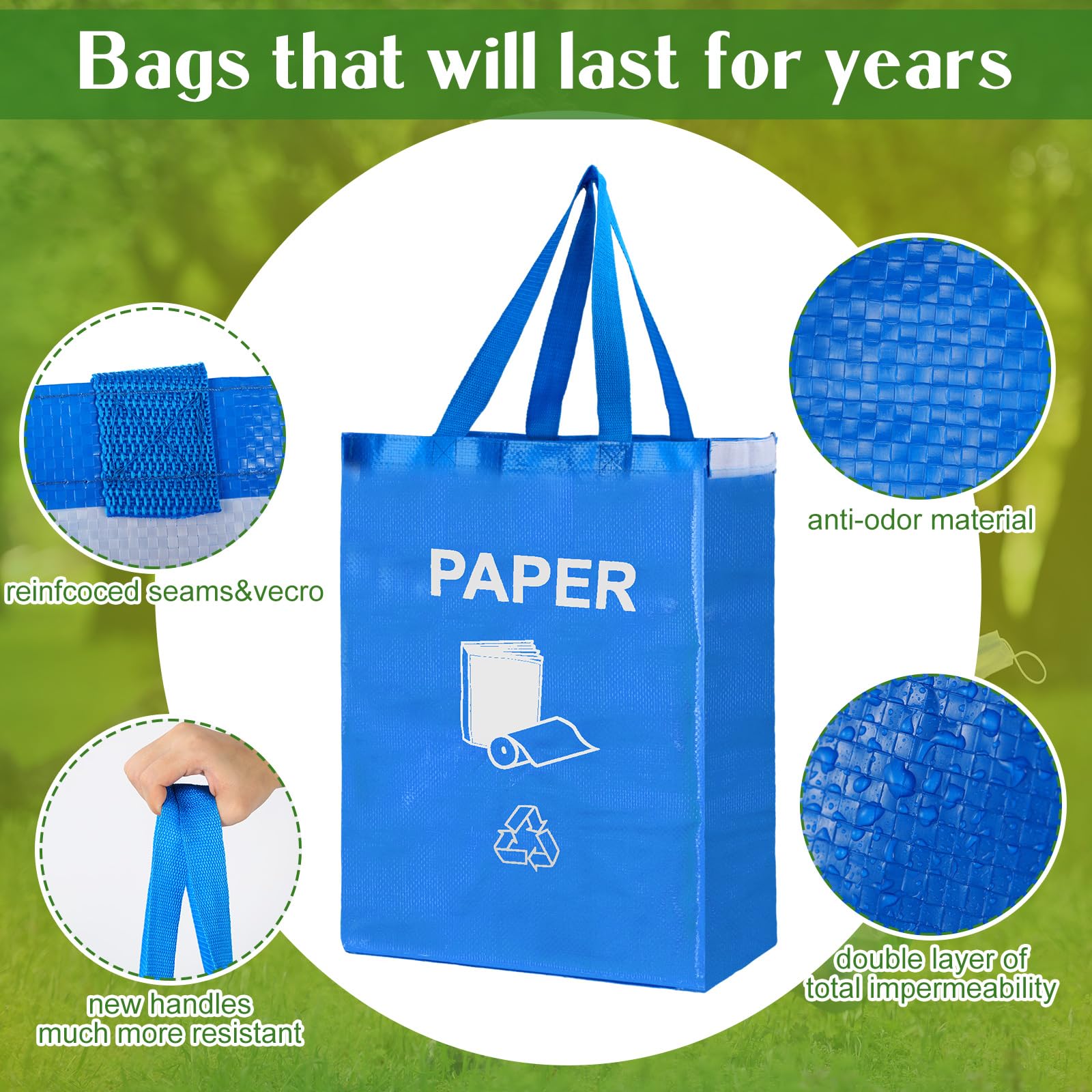 4 Pcs Separate Recycling Waste Bin Bag Large Recycle Bin for Kitchen (4 Count)