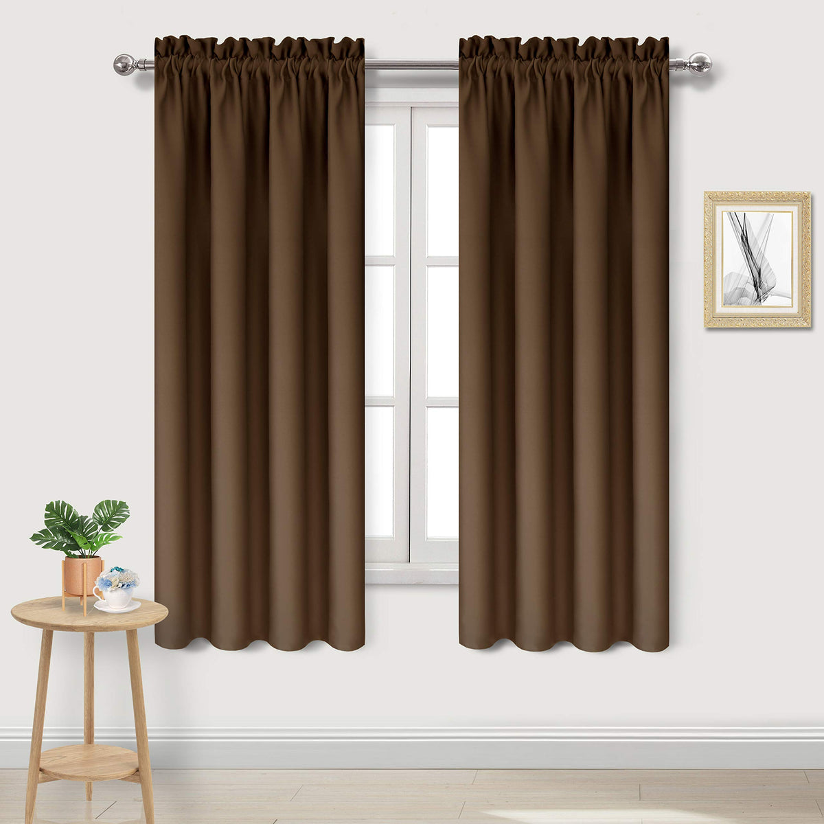 Blackout Curtains for Bedroom Living Room 42 x 63 Inch Long Brown