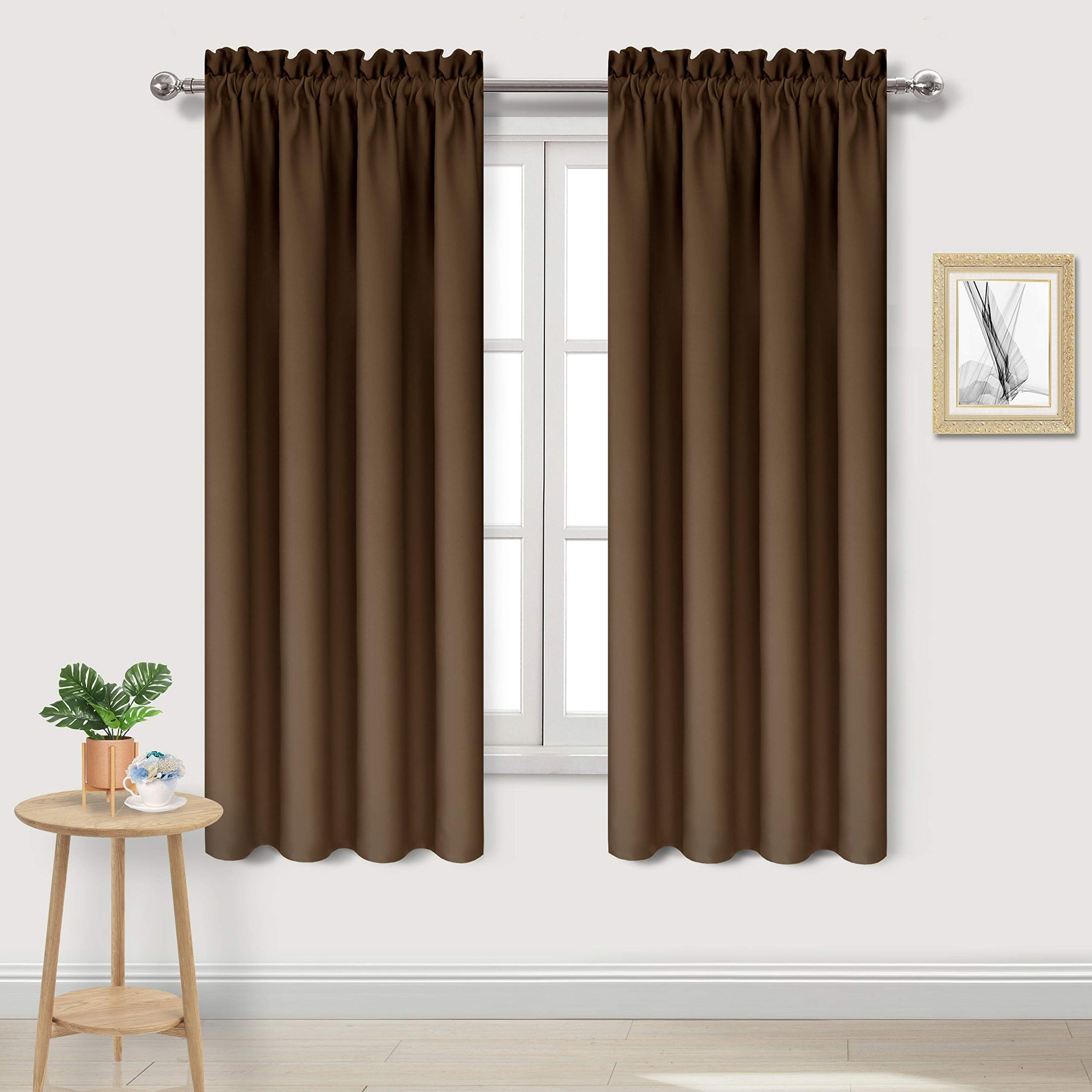 Blackout Curtains for Bedroom Living Room 38 x 63 Inch Long Brown (2 Count)