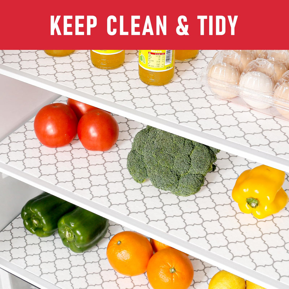 2 in 1 Refrigerator Liners & Fresh mats for Fridge Drawer and Glass Shelves (18 Sq Ft)