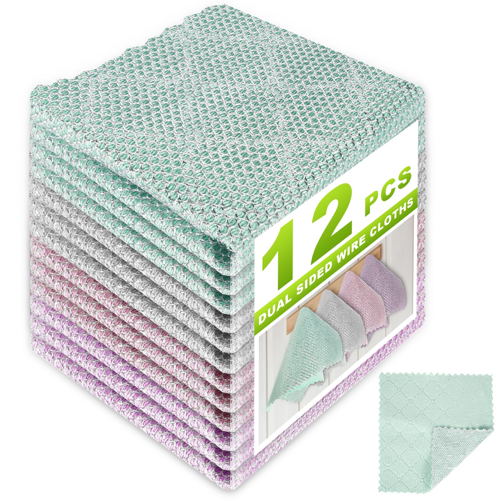 12 Pcs Multipurpose Wire Dishwashing Rag (12 Count)