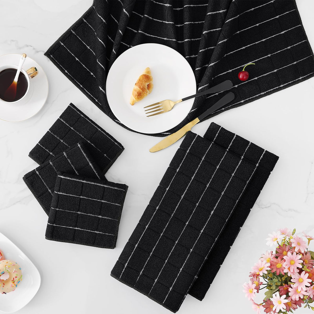 Microfiber Kitchen Towels and Dishcloths Sets (12 Count)