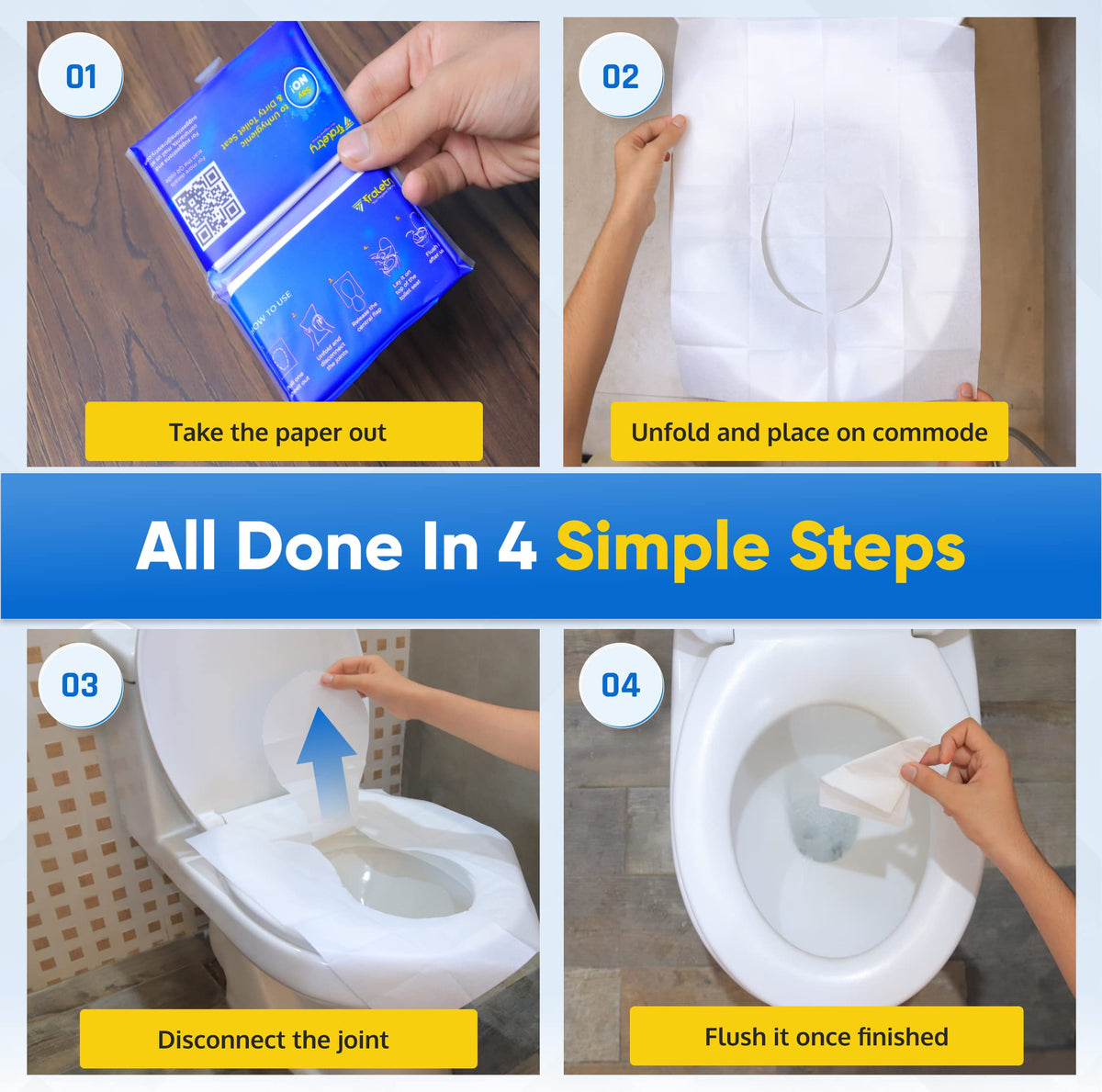 Toilet Seat Covers Disposable Flushable Travel Pack of 50 (50 Count)