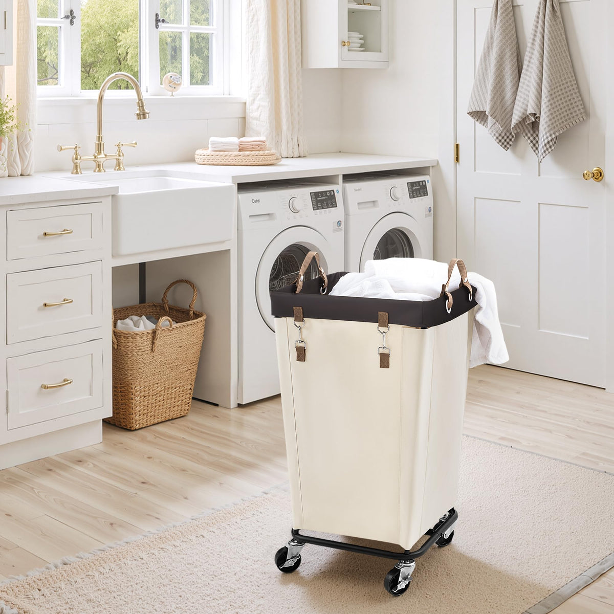 110L Laundry Basket with Wheels