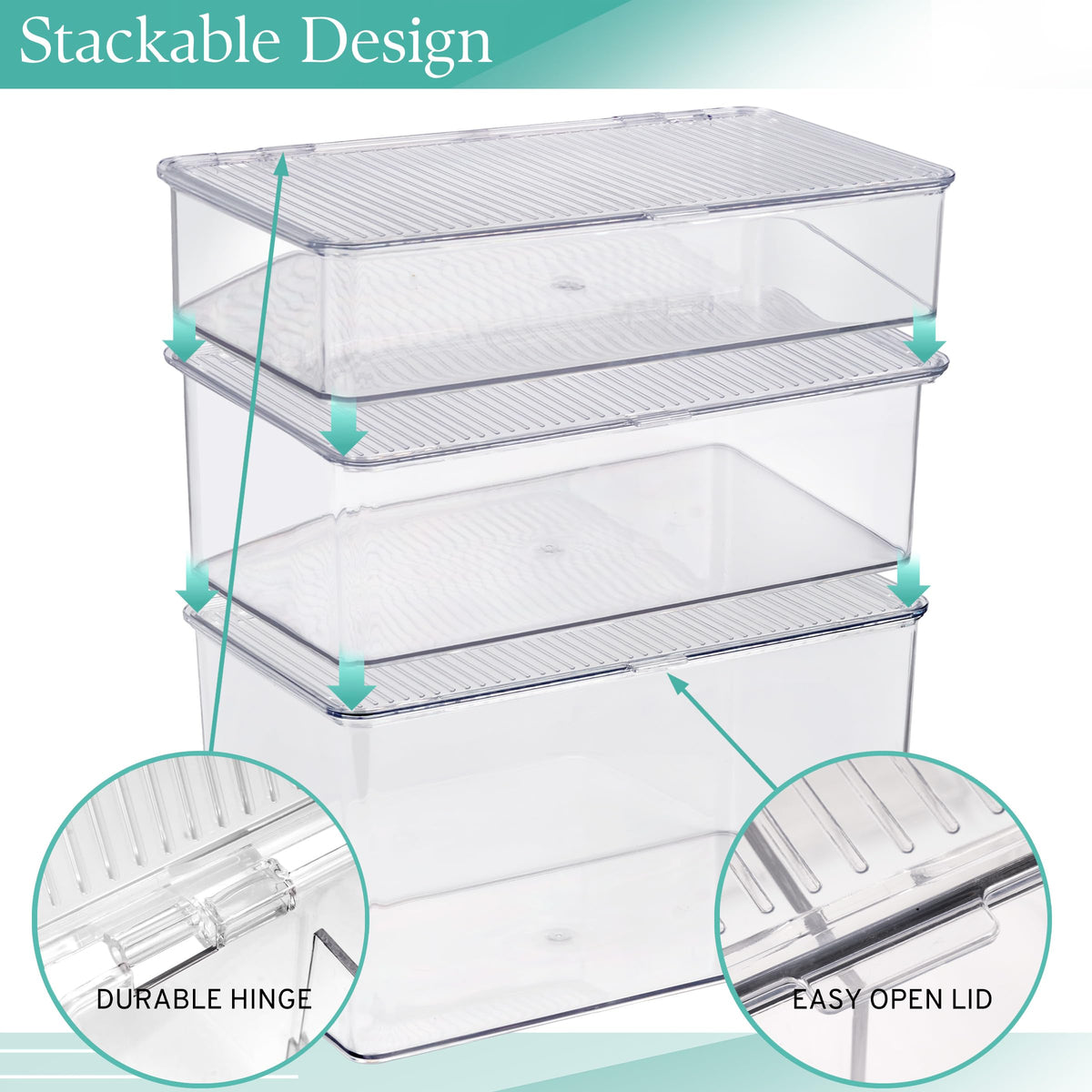 3 Pack Clear Plastic Storage Bins with Lids
