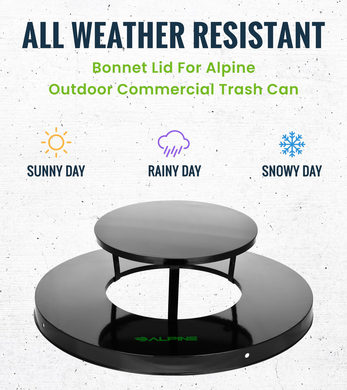 Trash can Lid for Alpine Commercial Outdoor Trash Can