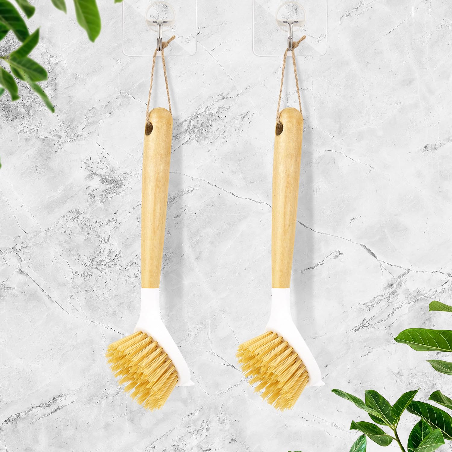 2 Pack Kitchen Scrub Brushes for Cleaning Dish Brush with Handle for Pans (2 Count)