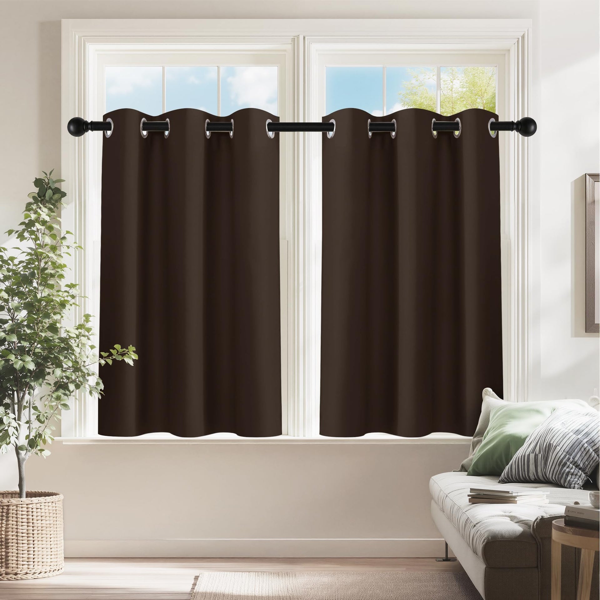 Blackout Small Curtains 36 inch 2 Panels Set (2 Count)
