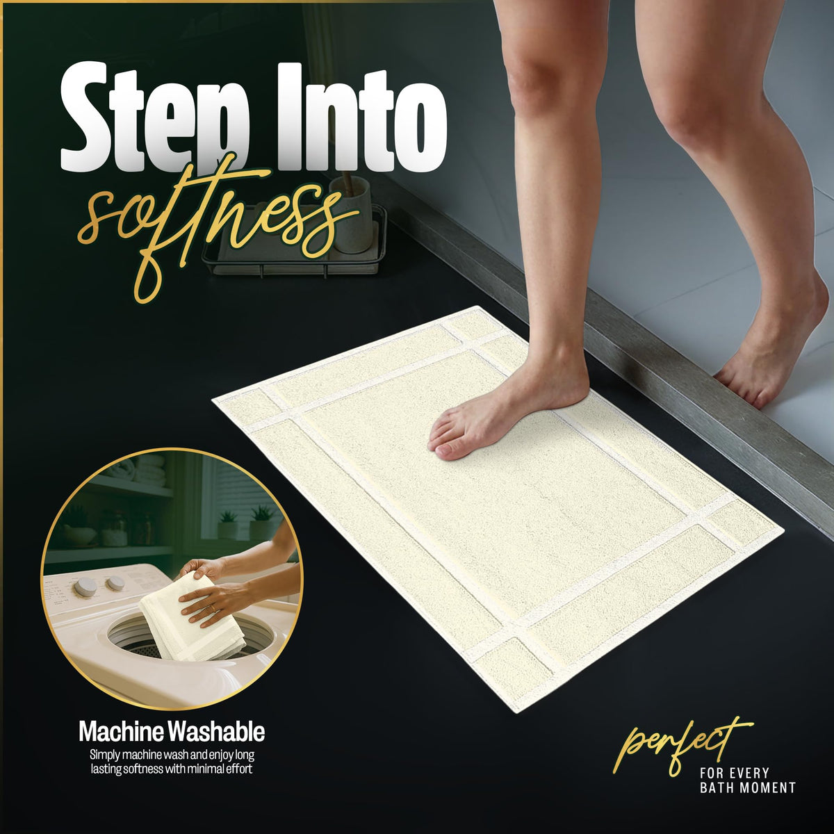 Pack of 2 100% Cotton Bath Mat 18x25 inches