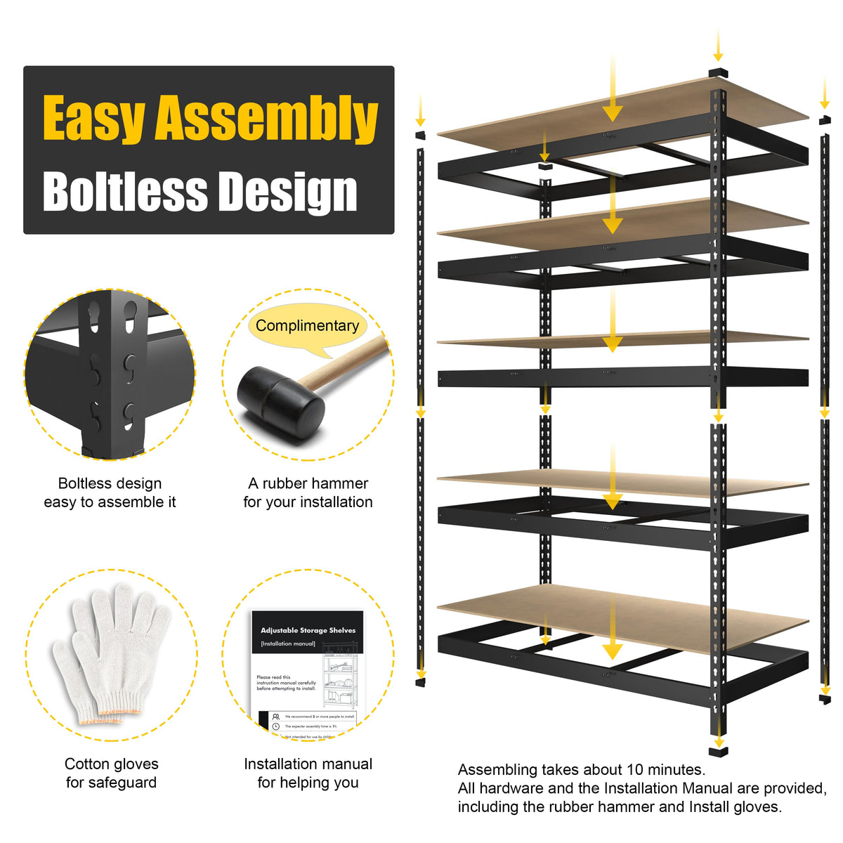 47"W x 18"D x 72"H Garage Storage Shelves (8 Count)
