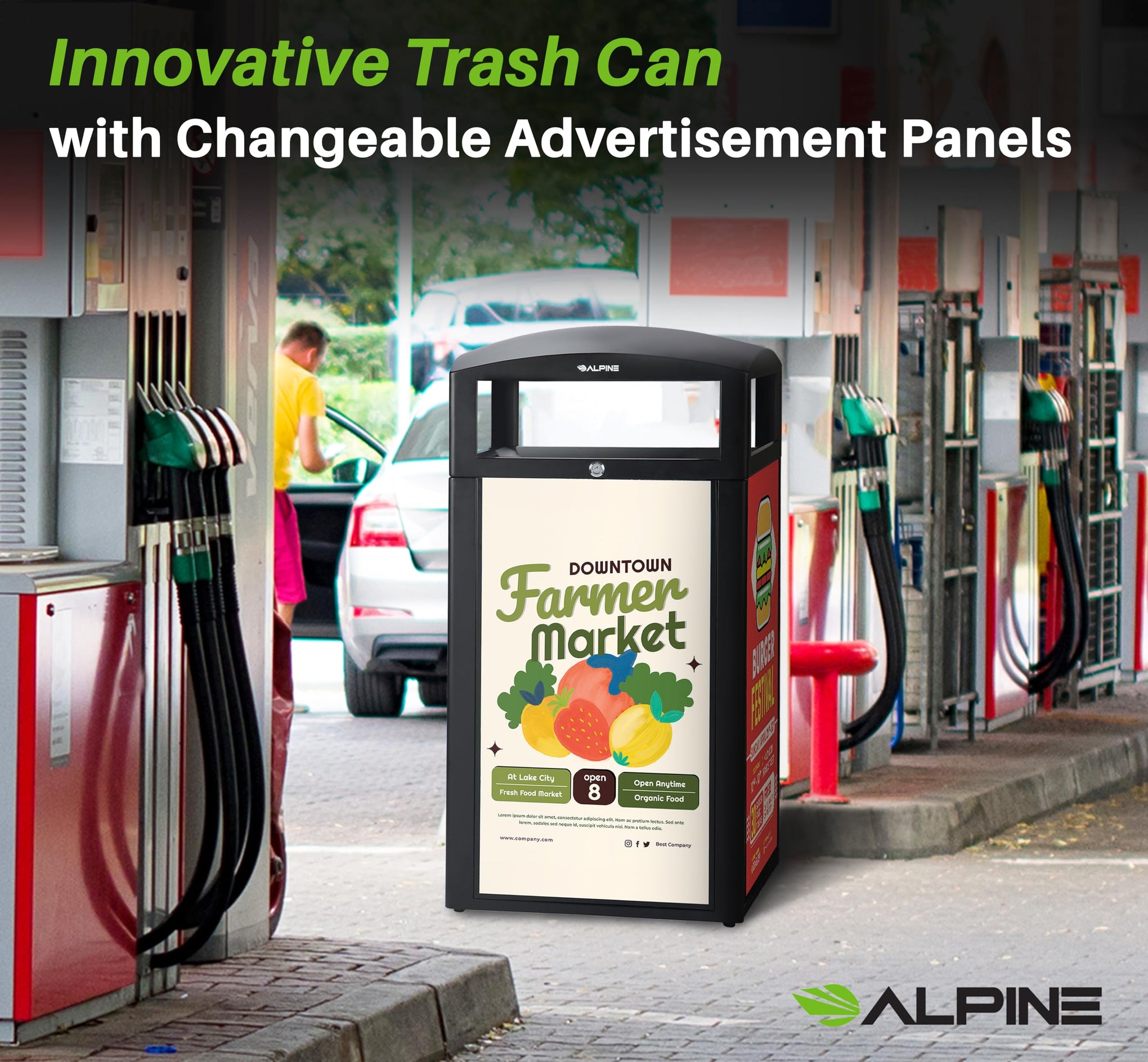 Outdoor Commercial Trash Can with Lid
