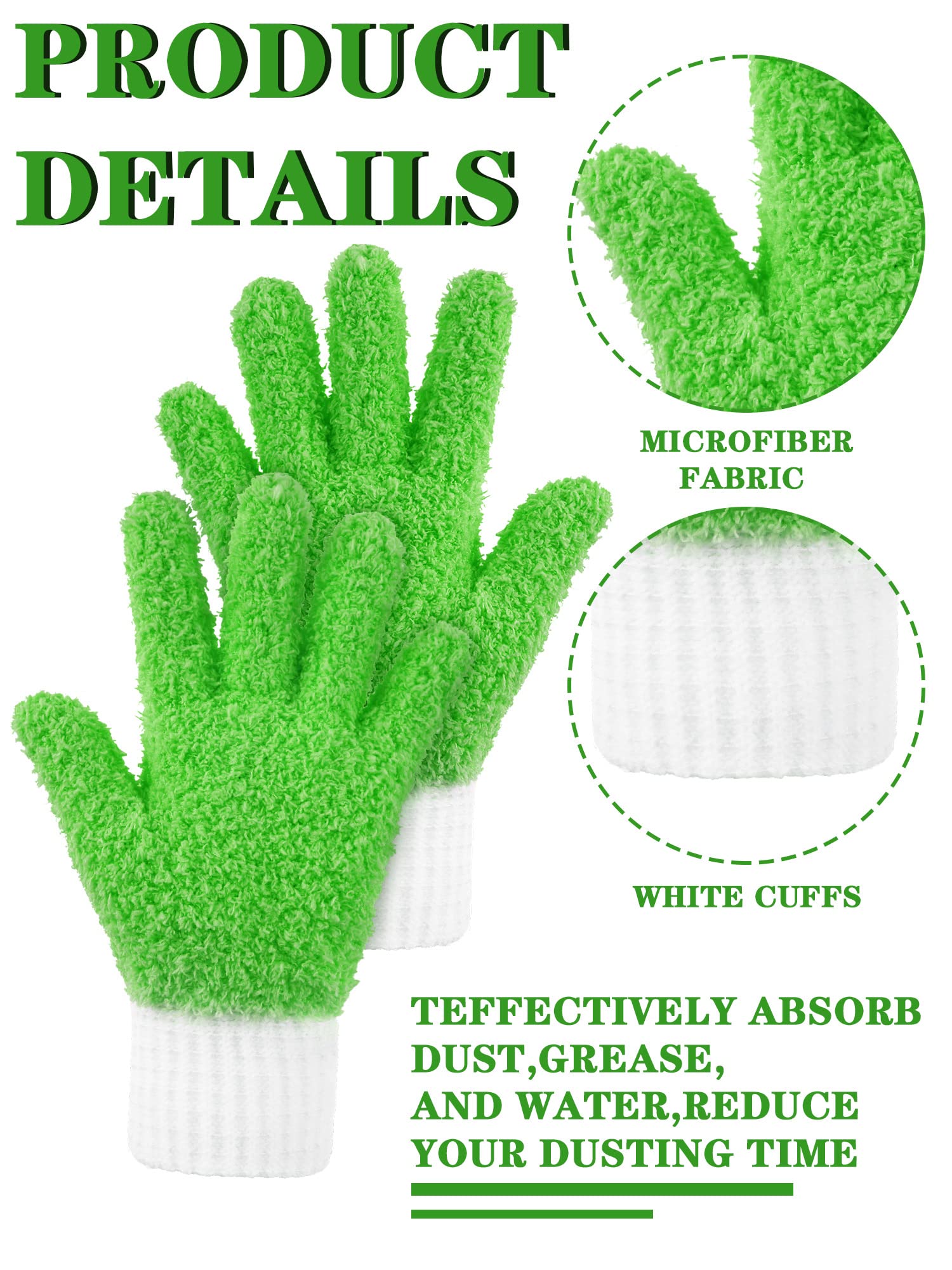 3 Pairs Microfiber Plant Dusting Gloves Leaf Cleaning Gloves for Indoor Plants (3 Count)