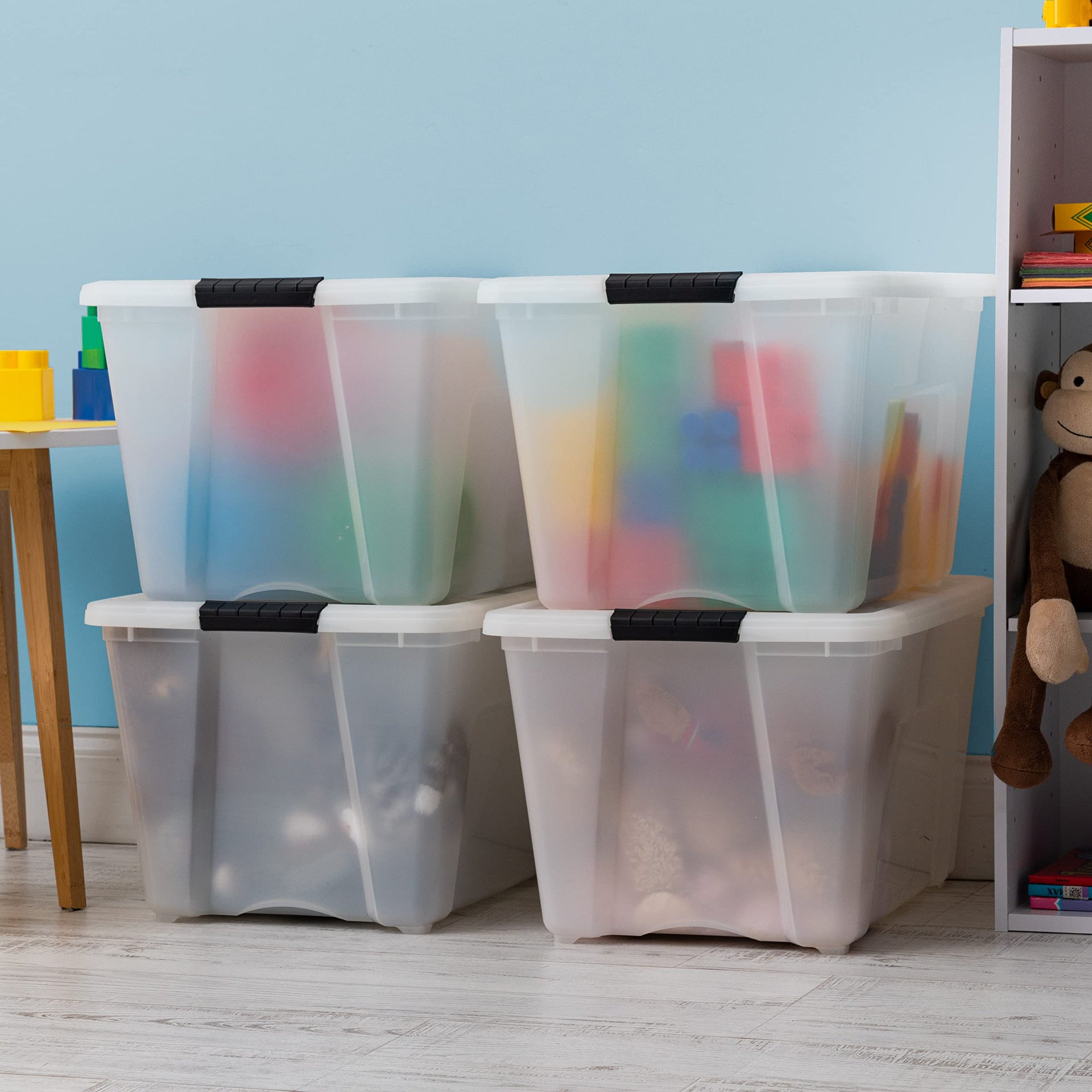 4 Pack 54 Quart Storage Bins with Lids (4 Count)