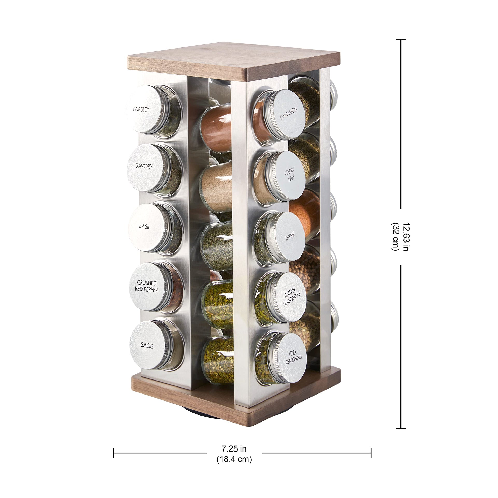 20 Jar Vintage Revolving Countertop Spice Rack Organizer with Spices Included
