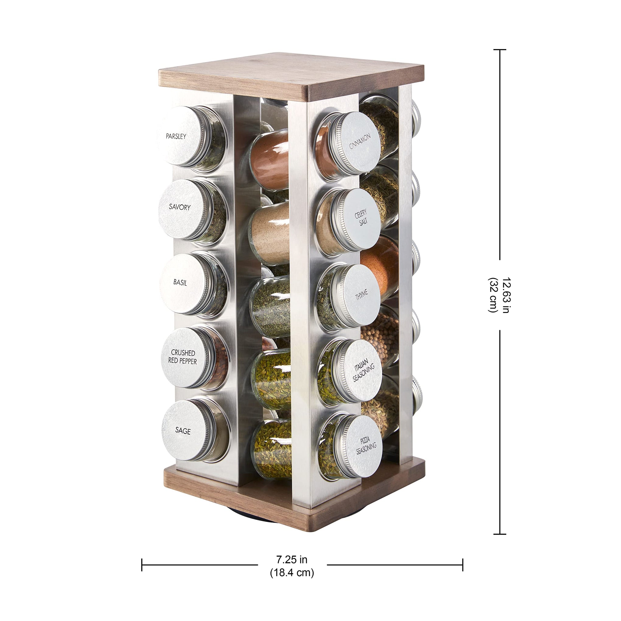 20 Jar Vintage Revolving Countertop Spice Rack Organizer with Spices Included