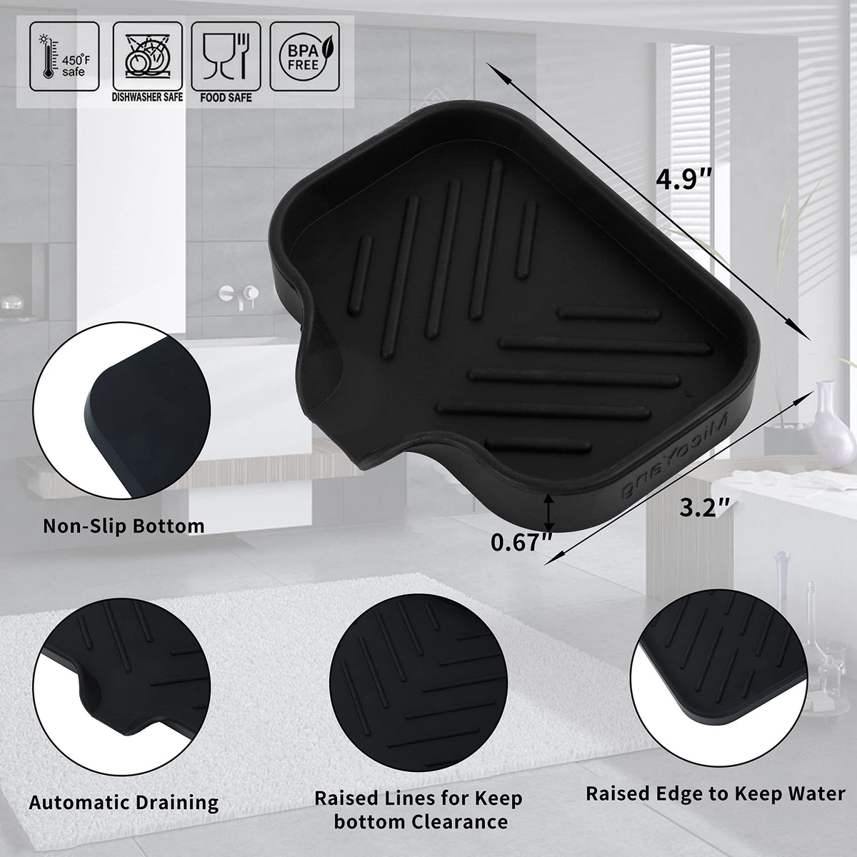Silicone Soap Dish with Drain Spout
