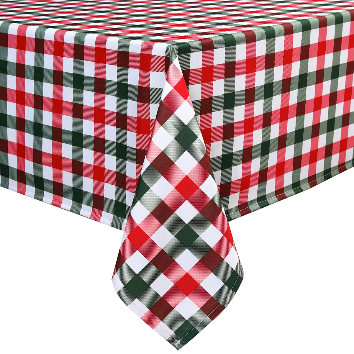 Red Waterproof Plaid Christmas Tablecloth Fabric