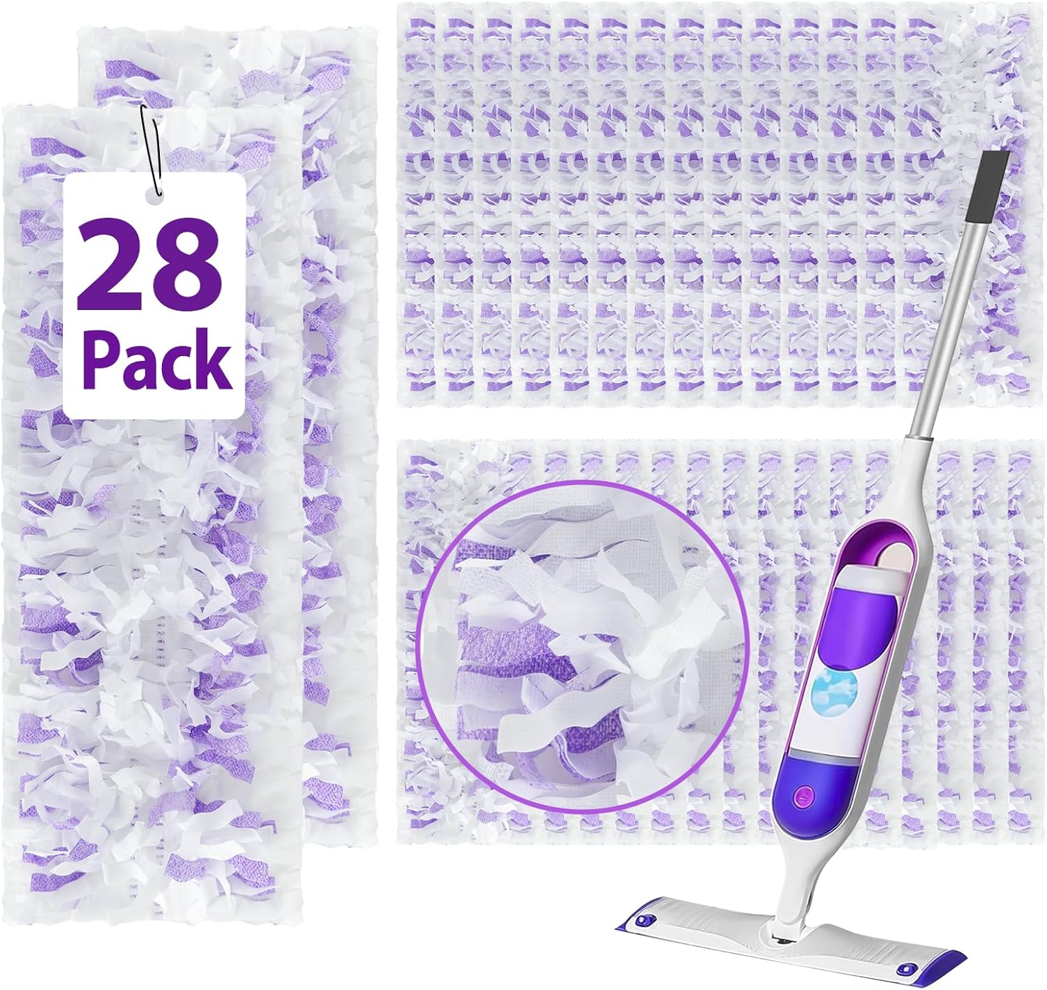 28 Count ‌Disposable Heavy-Duty Power Mop Pads Refills for Swiffer Power Mop ,Replacement Floor Cleaning Refills, Non-Washable & Unscented, Compatible with Swiffer PowerMop (Quick-Absorb, No Residue)