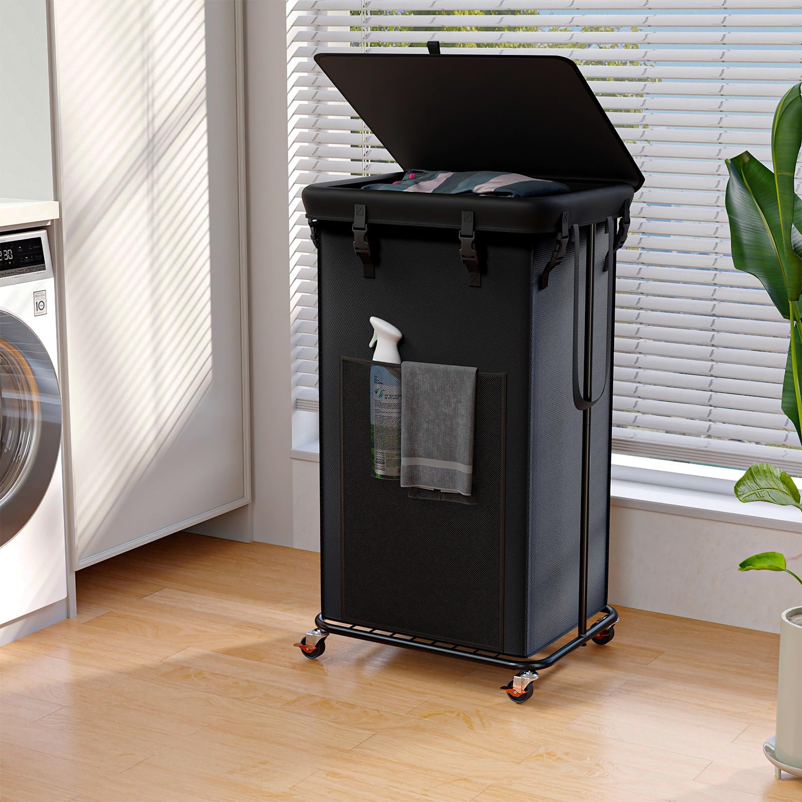 100L Laundry Hamper with Lid & Wheels