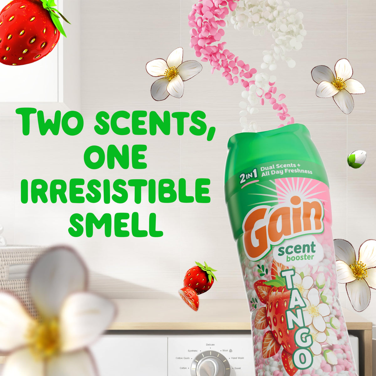 Tango 2-in-1 Laundry Scent Booster Beads, Strawberry and Shea Scent, 10.7 oz, Laundry Beads with Dual Scents Plus All Day Freshness (10.7 Ounce)