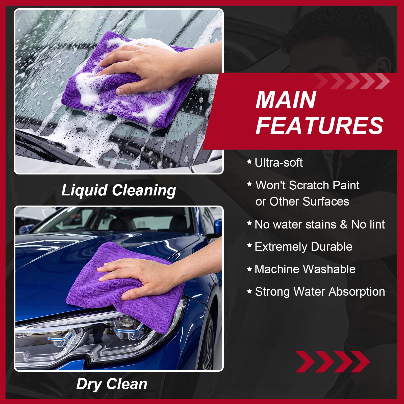 200 Pcs Microfiber Cleaning Cloth 16x16 Inch Microfiber Towels for Car Ultra Absorbent Cleaning Rags Reusable Lint Free Streak Free Detailing Towel for Car Washing Drying Dusting (200 Count)