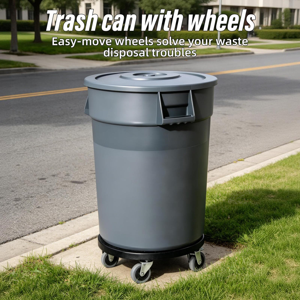 32 Gallon Trash Can with Lid and Wheels