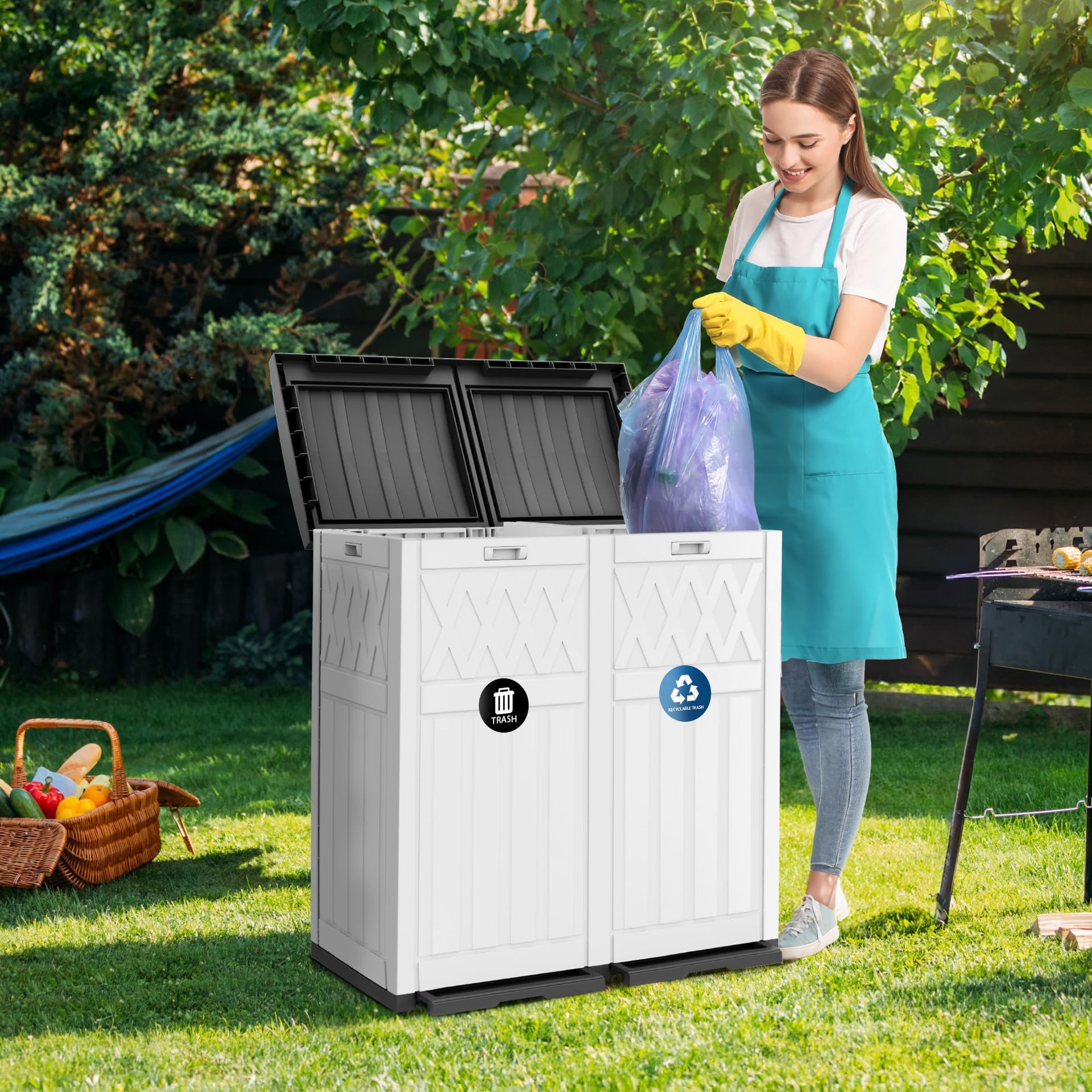 72 Gallon Dual Outdoor Trash Can