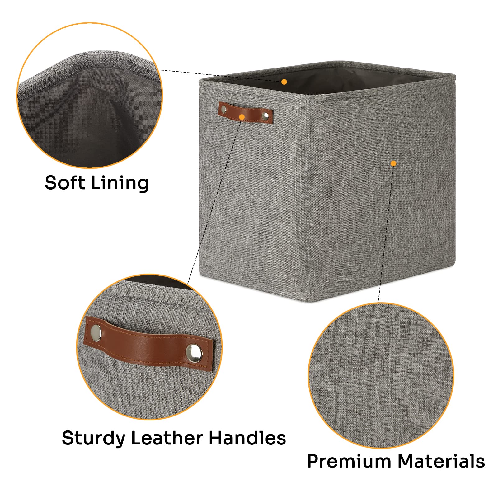 Grey Storage Baskets 2 Pack Extra Large Fabric Shelf Baskets for Organizing